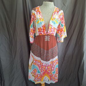 Taka Made in Turkey Midi Dress S Turkish Cotton 100% Bohemian Resortwear Beaded